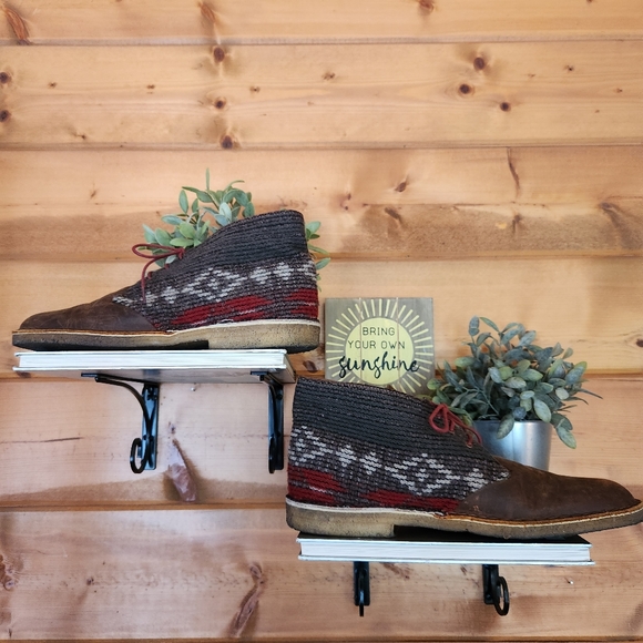 Clarks 💙Woolrich 66303 Leather Aztec Chukka Desert Boot Tribal Crepe Shoe Sz 13 - Picture 5 of 14